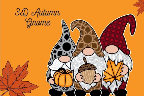 3D Autumn Gnomes SVG Bundle