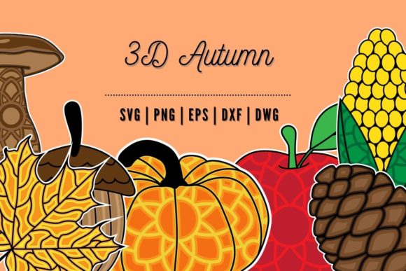 3D Autumn SVG Bundle