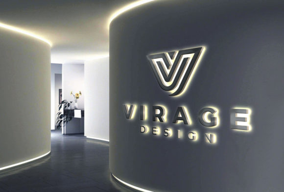 3D Backlit LED Signage Logo Mockup