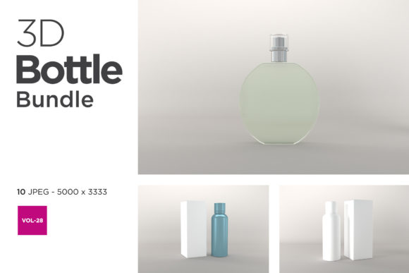 3D Bottle Mockup Bundle Vol-28