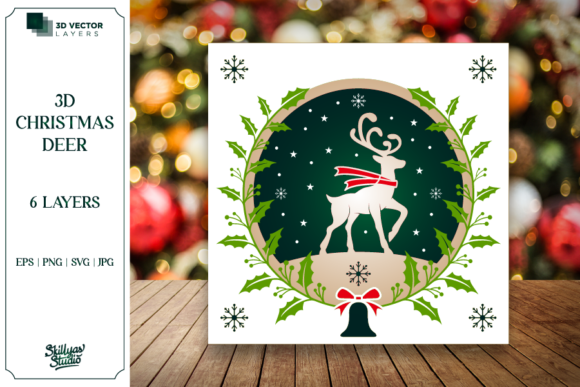 3D Christmas Deer Papercraft: A Premium Vector Cut File