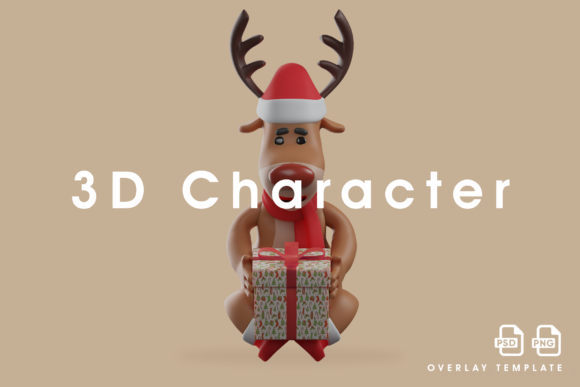 3D Christmas Deer With Gift