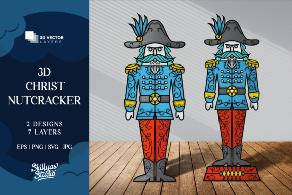 3D Christmas Nutcracker Papercrafts SVG