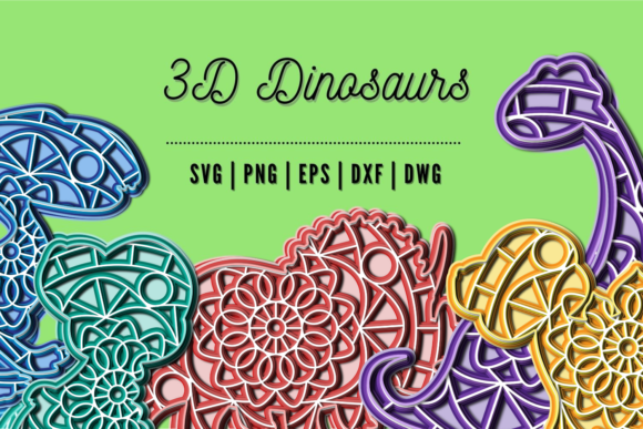 3D Dinosaurs SVG Bundle