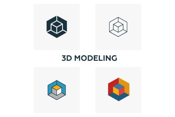 3D Modeling Icon Set