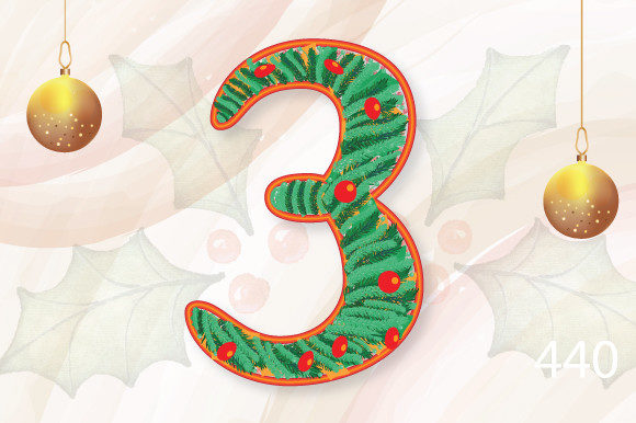 3D Multilayer Christmas Number 3 SVG