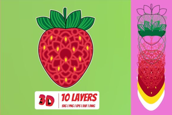 3D Strawberry SVG Cut File