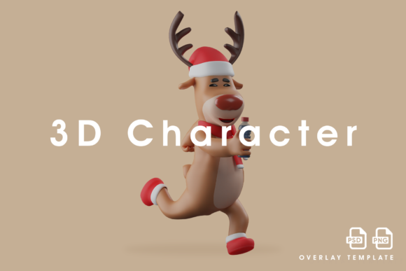 Christmas Deer 3D Holding a Coke Bottle