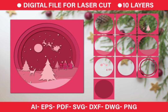 Christmas Paper Cut 3d SVG File