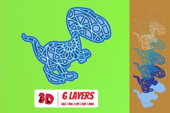Dinosaurs 4 3D Layered SVG Cut File