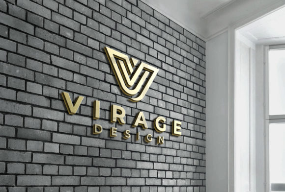 Elevating Brand Perception: The Strategic Value of 3D Golden Logo Mockup Signage on Wall