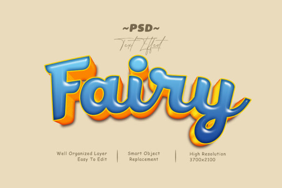 Fairy Gold and Blue 3D Text Effect