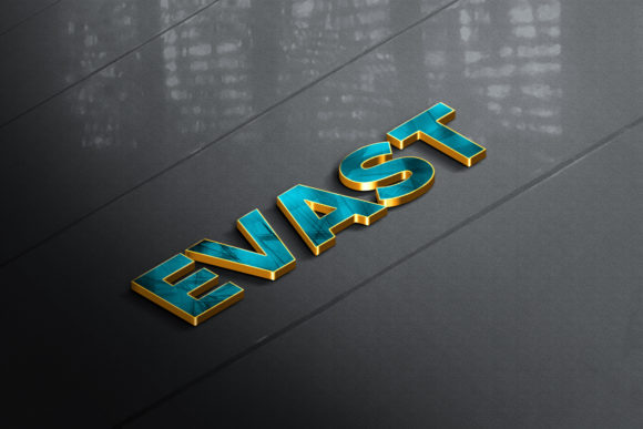 Gold Mockup 3d Sign on Black Texture