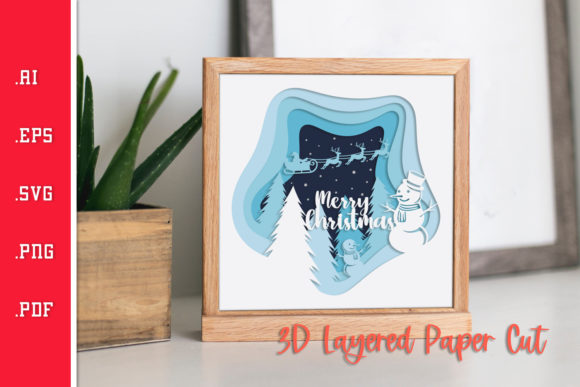 Merry Christmas Snowman - 3D Layered SVG