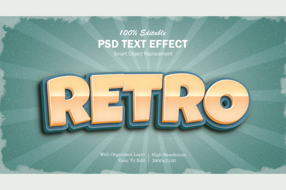 Retro Style Editable PSD 3D Text Effect