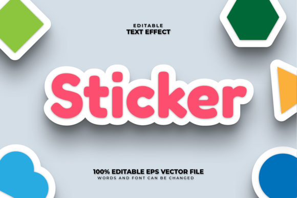 Sticker 3D Text Effect, Editable Text